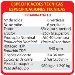 COLHEDORA DE FORRAGENS (FORRAGEIRA ÁREA TOTAL 3 LINHAS) - MODELO: PREMIUM ATM 1.3 - Imagem 5